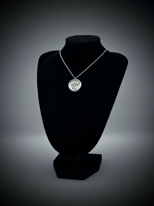 Toadstool Wax Seal Style Necklace, Sterling Silver