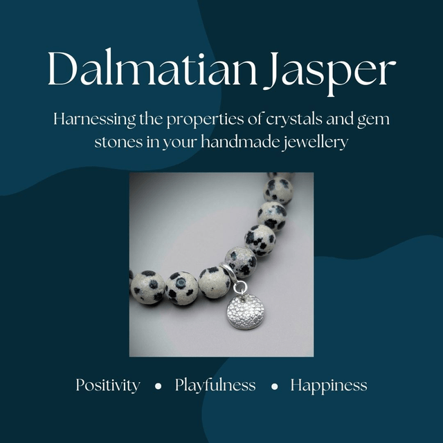Pet Nose Print Bracelet, 6mm Dalmatian Jasper with Sterling Silver Charm