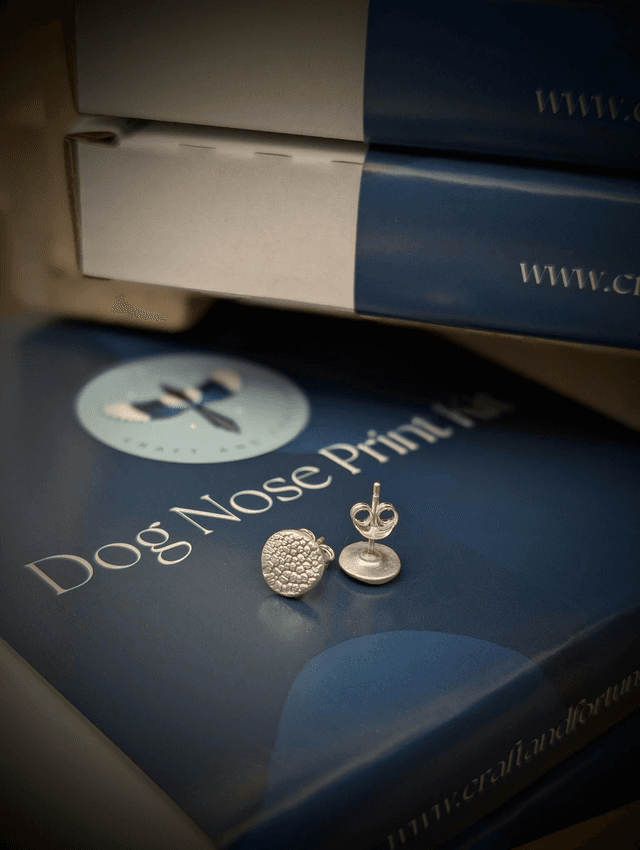 Pet Nose Print Stud Earrings, Sterling Silver 